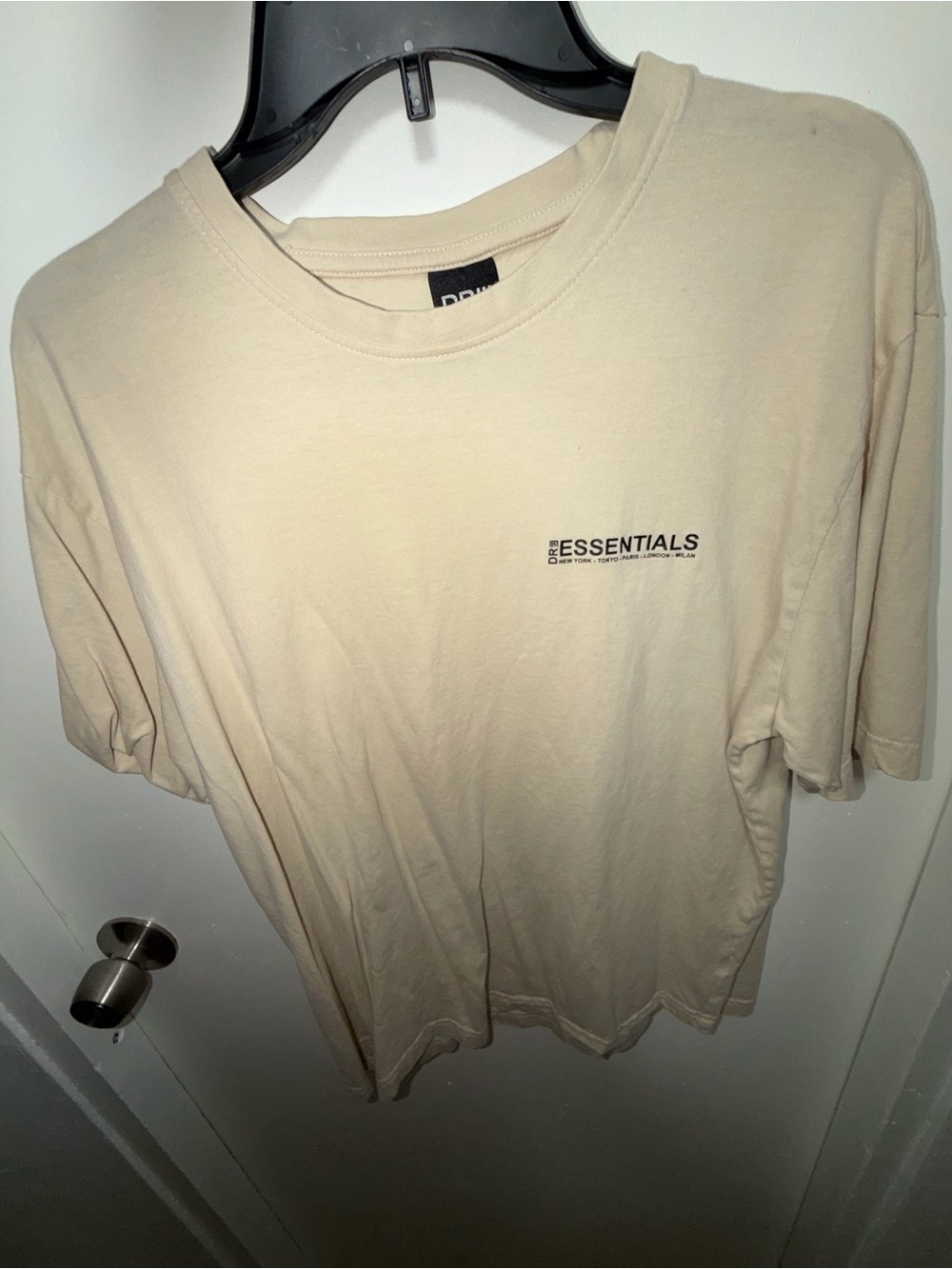 ESSENTIALS Men’s Beige Logo Short Sleeve Tee